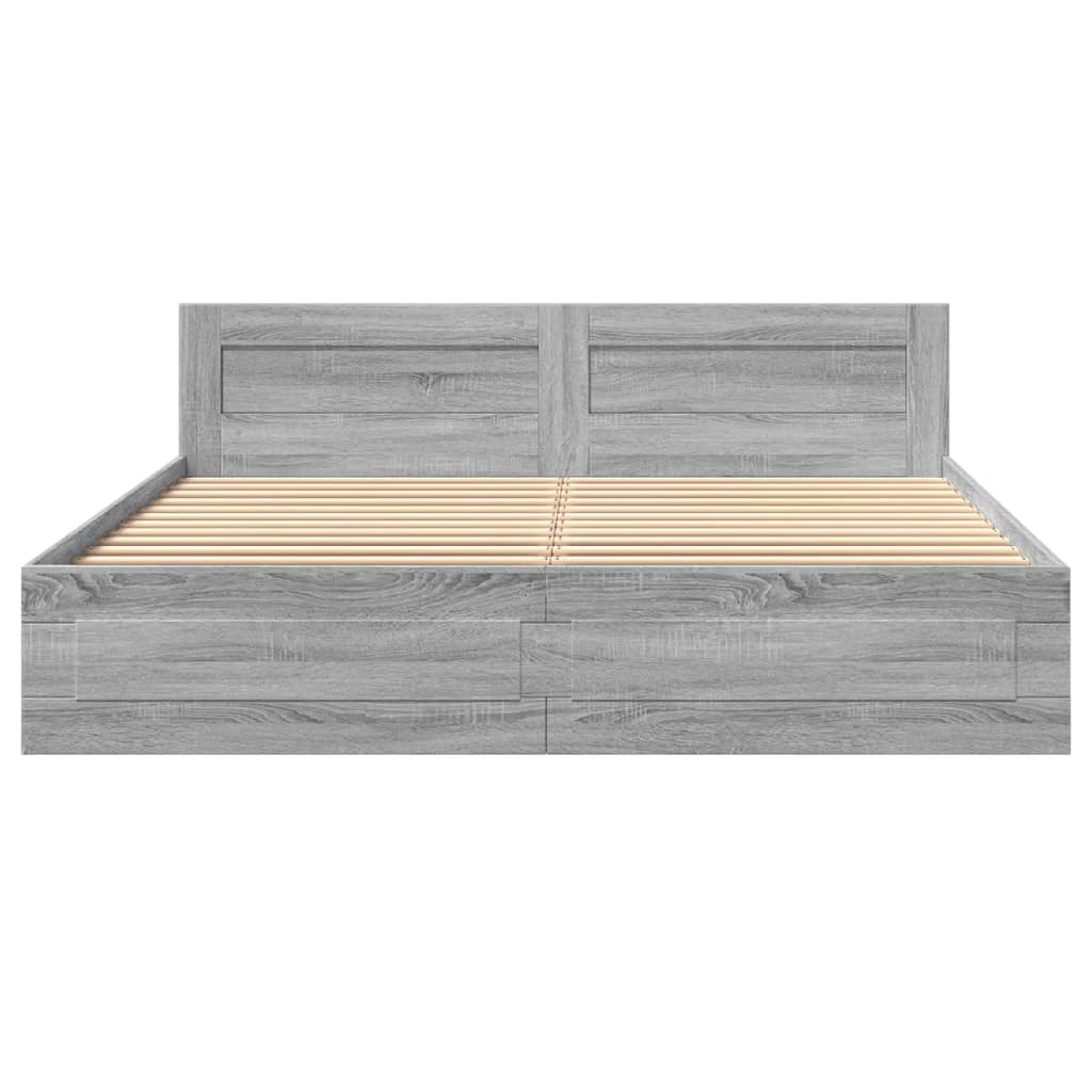 Cadre de lit tête de lit sans matelas sonoma gris 200x200 cm - XIOS