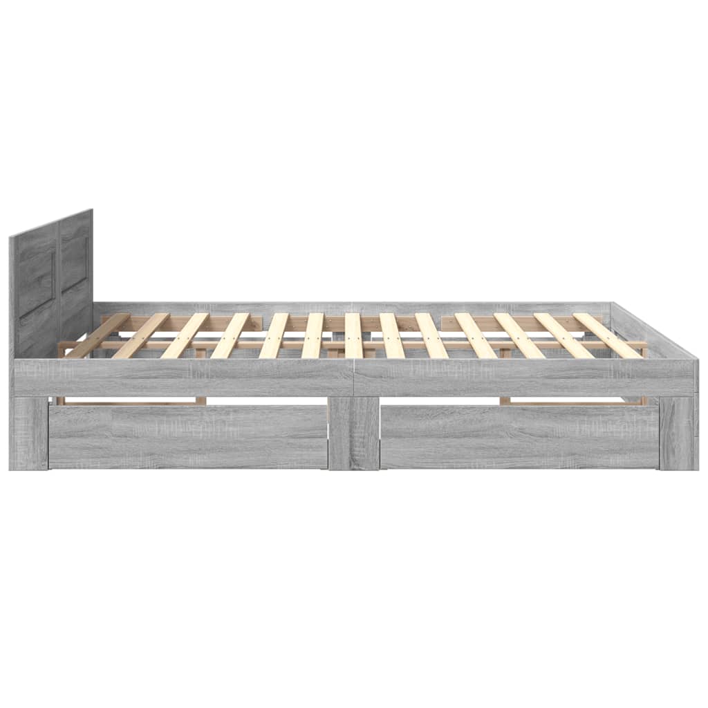 Cadre de lit tête de lit sans matelas sonoma gris 200x200 cm - XIOS