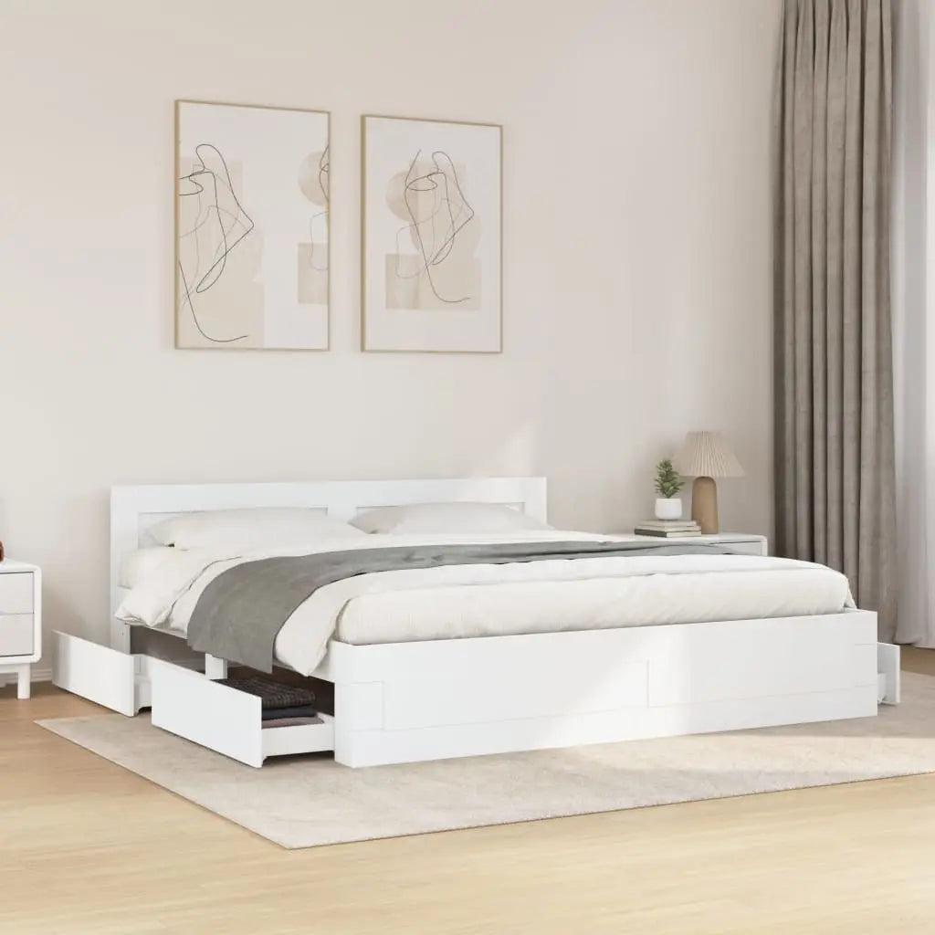 Cadre de lit avec tête de lit sans matelas blanc 180x200 cm - XIOS