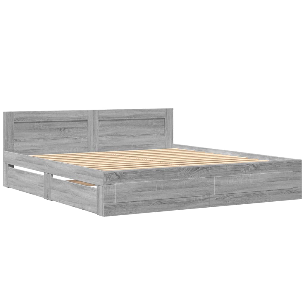 Cadre de lit et tête de lit sans matelas sonoma gris 180x200 cm - XIOS