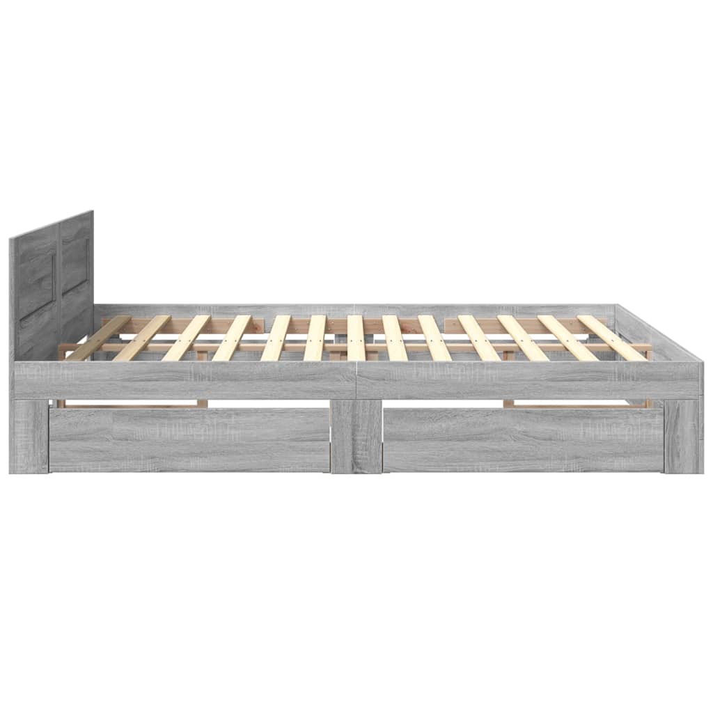 Cadre de lit et tête de lit sans matelas sonoma gris 180x200 cm - XIOS