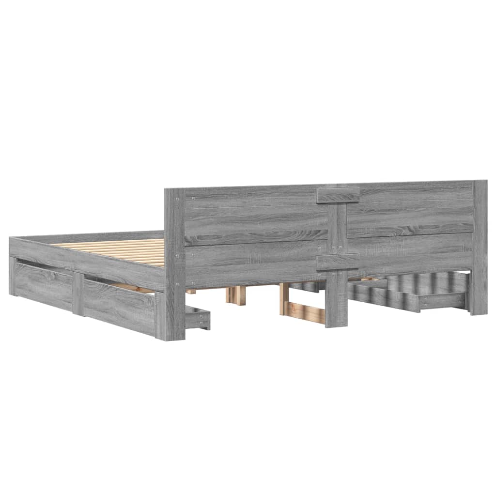 Cadre de lit et tête de lit sans matelas sonoma gris 180x200 cm - XIOS