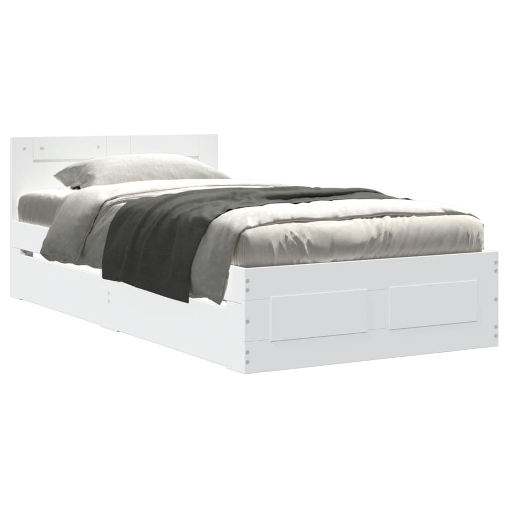 Cadre de lit avec tête de lit sans matelas blanc 100x200 cm - XIOS