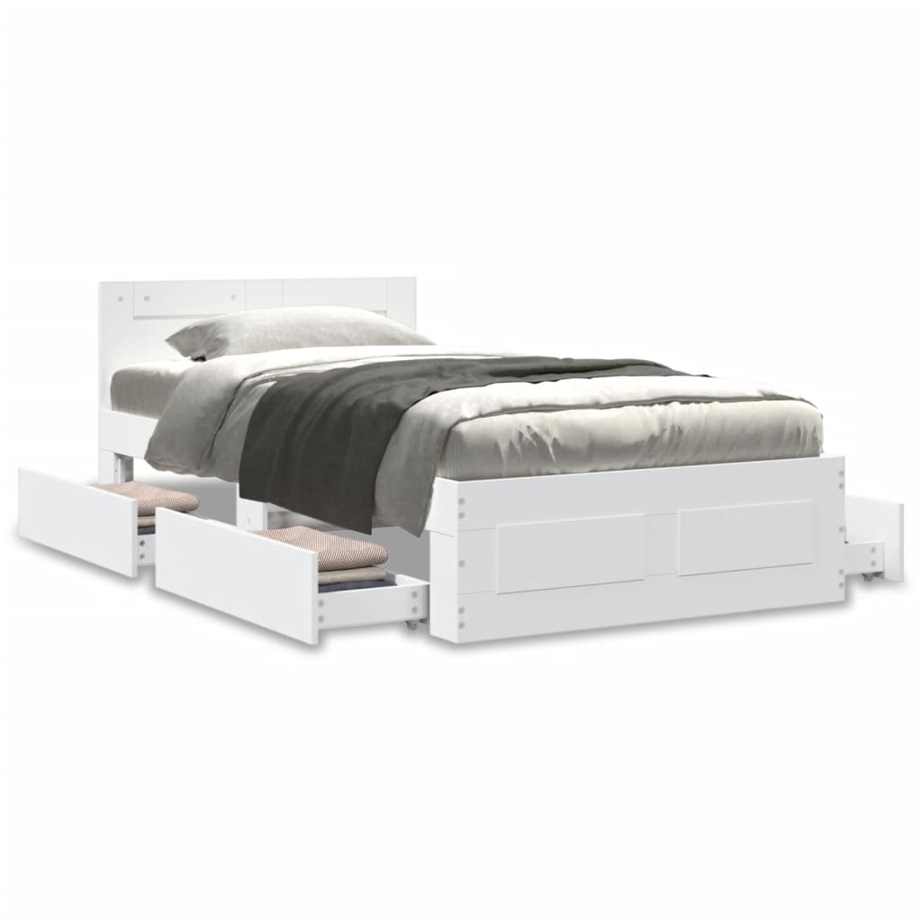 Cadre de lit avec tête de lit sans matelas blanc 100x200 cm - XIOS