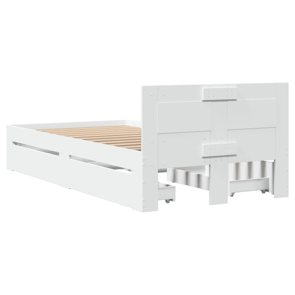 Cadre de lit avec tête de lit sans matelas blanc 100x200 cm - XIOS