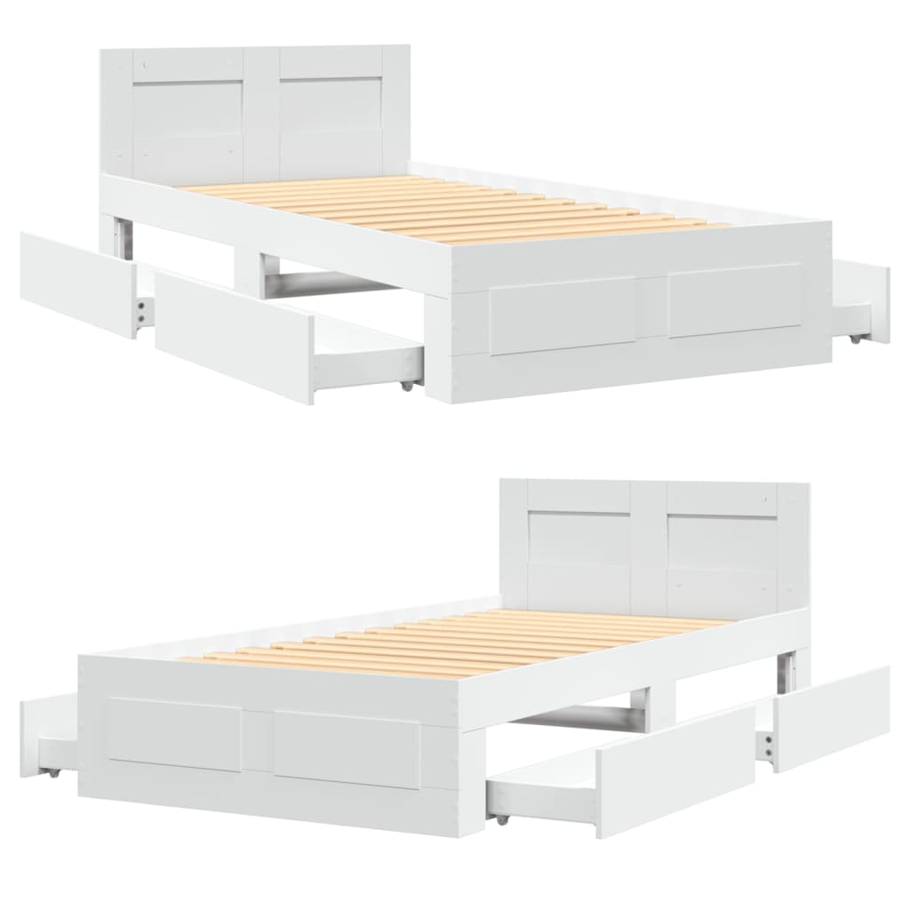 Cadre de lit avec tête de lit sans matelas blanc 100x200 cm - XIOS