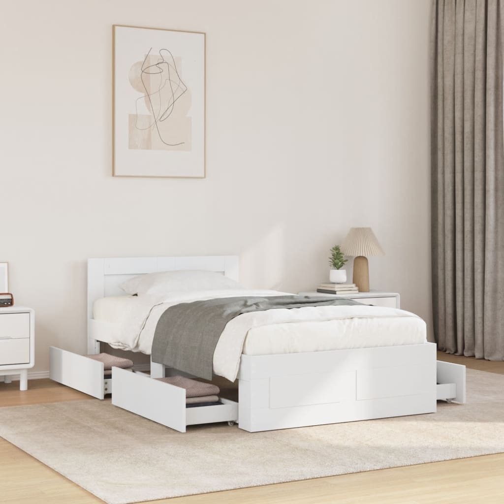 Cadre de lit avec tête de lit sans matelas blanc 100x200 cm - XIOS