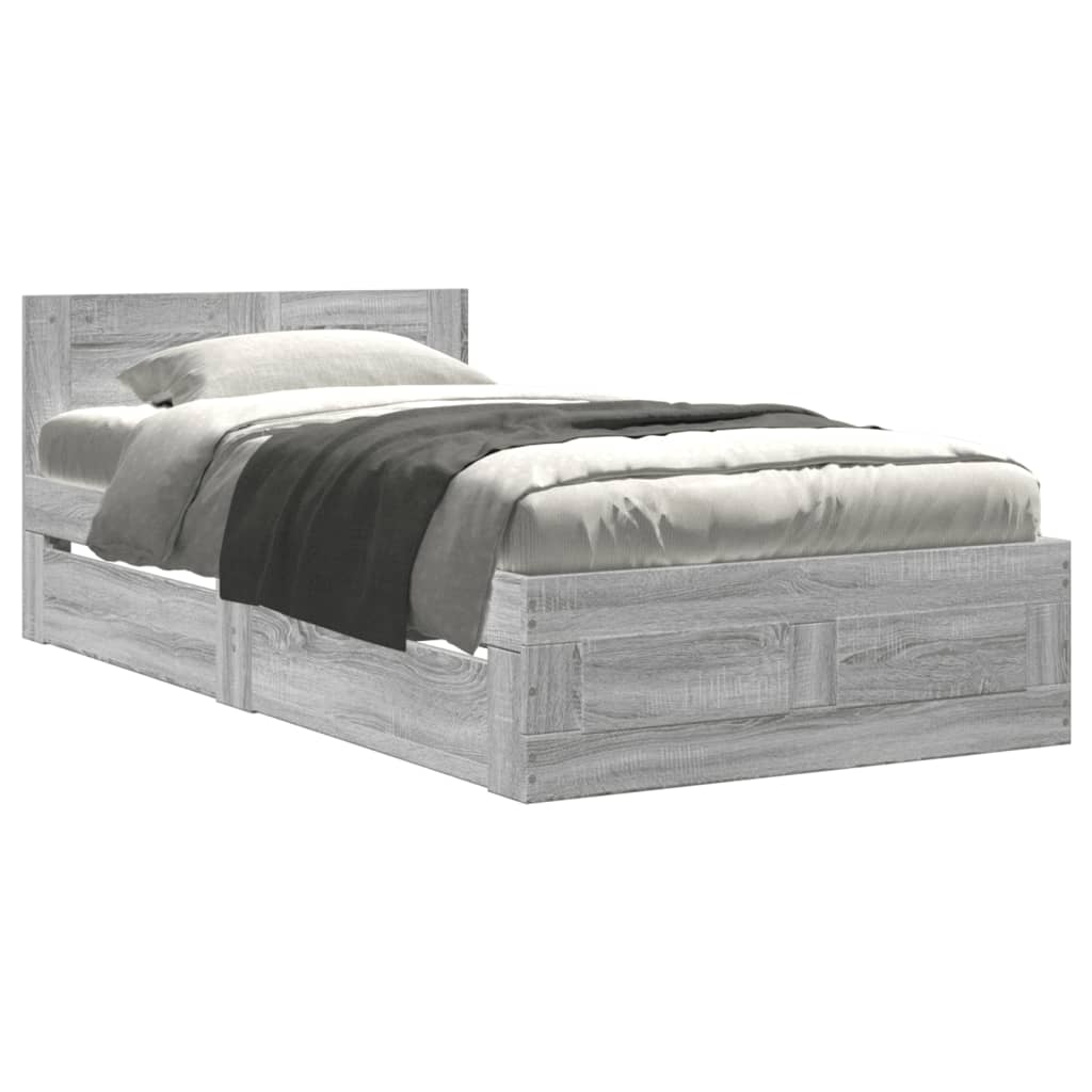 Cadre de lit et tête de lit sans matelas sonoma gris 90x200 cm - XIOS