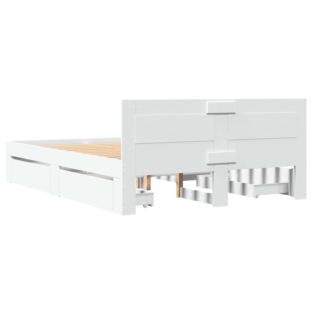 Cadre de lit avec tête de lit sans matelas blanc 140x190 cm - XIOS