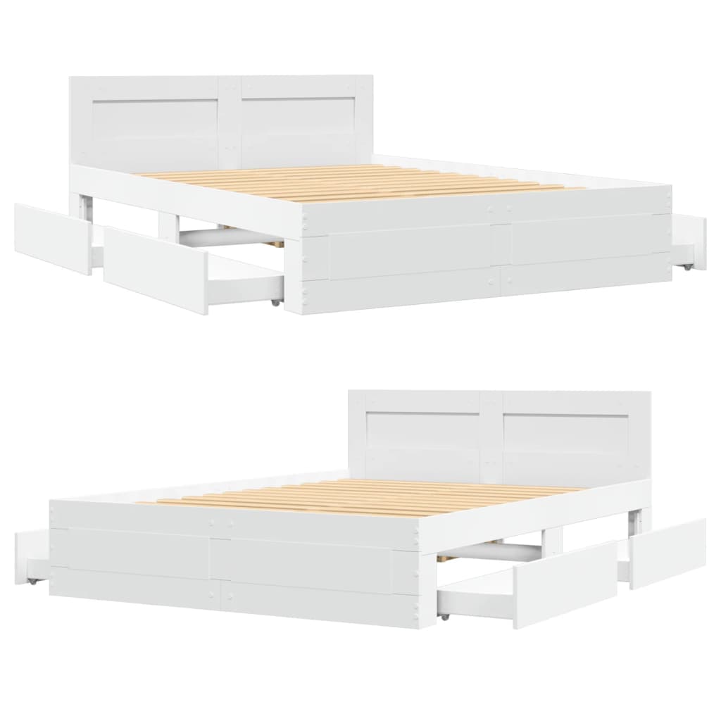 Cadre de lit avec tête de lit sans matelas blanc 140x190 cm - XIOS