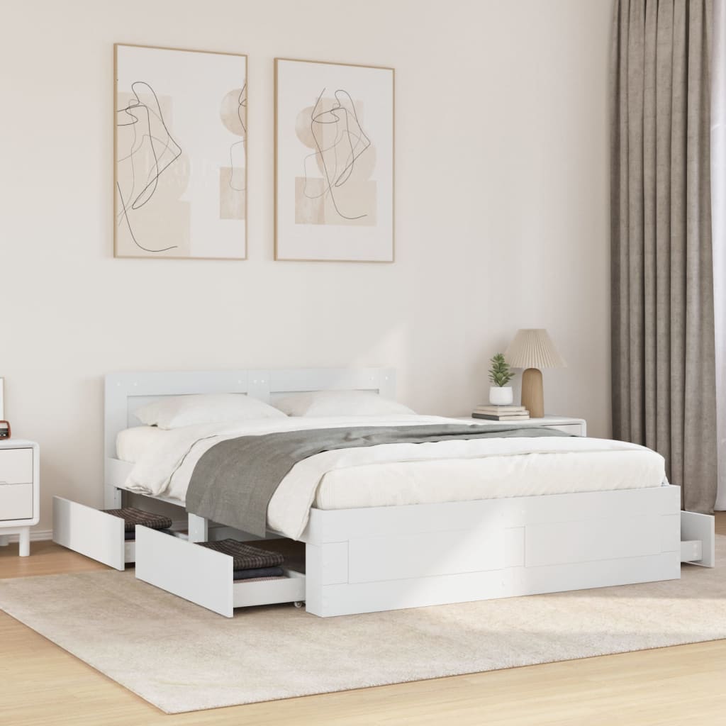 Cadre de lit avec tête de lit sans matelas blanc 120x190 cm - XIOS