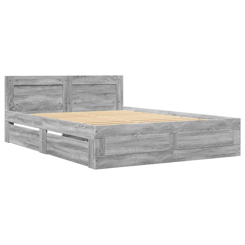 Cadre de lit et tête de lit sans matelas sonoma gris 120x190 cm - XIOS
