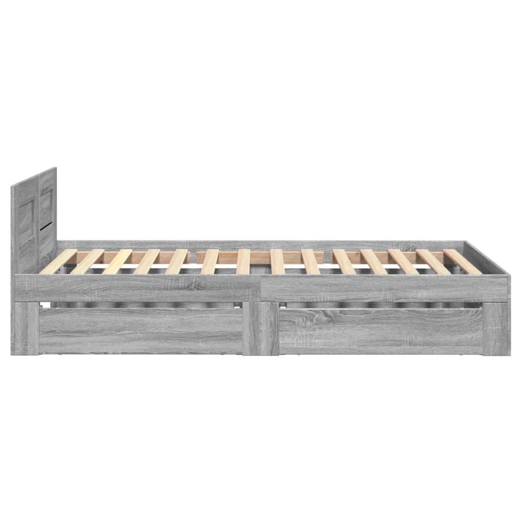 Cadre de lit et tête de lit sans matelas sonoma gris 90x190 cm - XIOS
