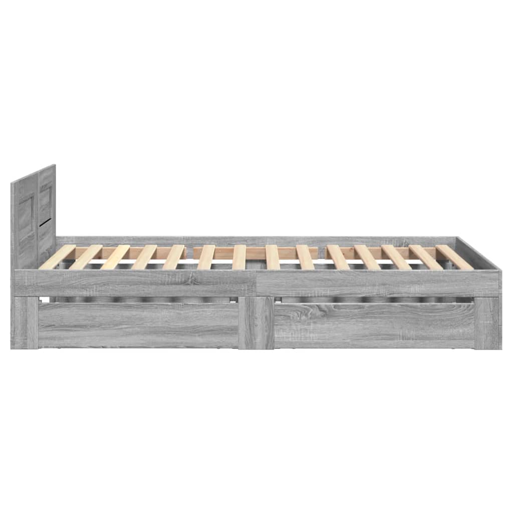 Cadre de lit avec tête de lit sans matelas sonoma gris 75x190cm - XIOS