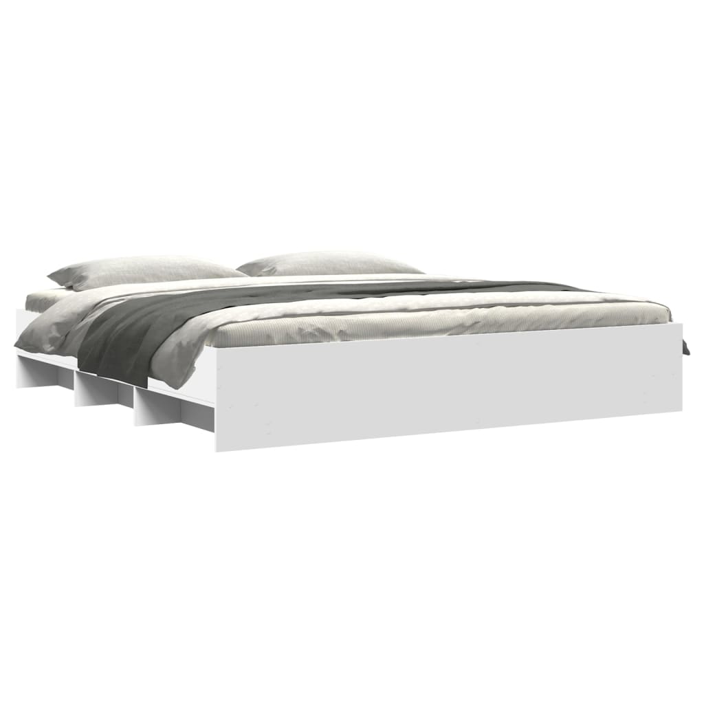 Cadre de lit sans matelas blanc 200x200 cm bois d'ingénierie - XIOS