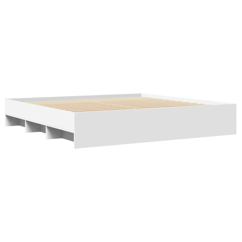 Cadre de lit sans matelas blanc 200x200 cm bois d'ingénierie - XIOS
