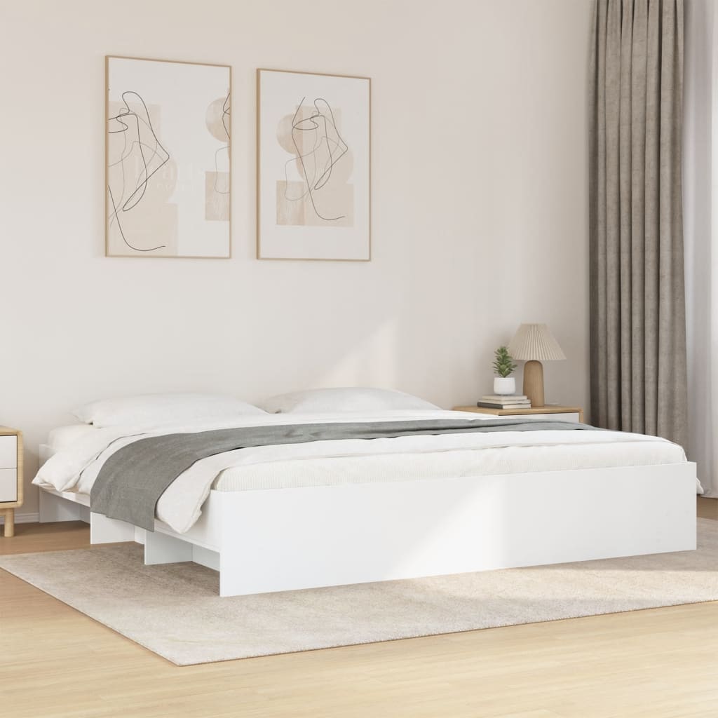 Cadre de lit sans matelas blanc 200x200 cm bois d'ingénierie - XIOS