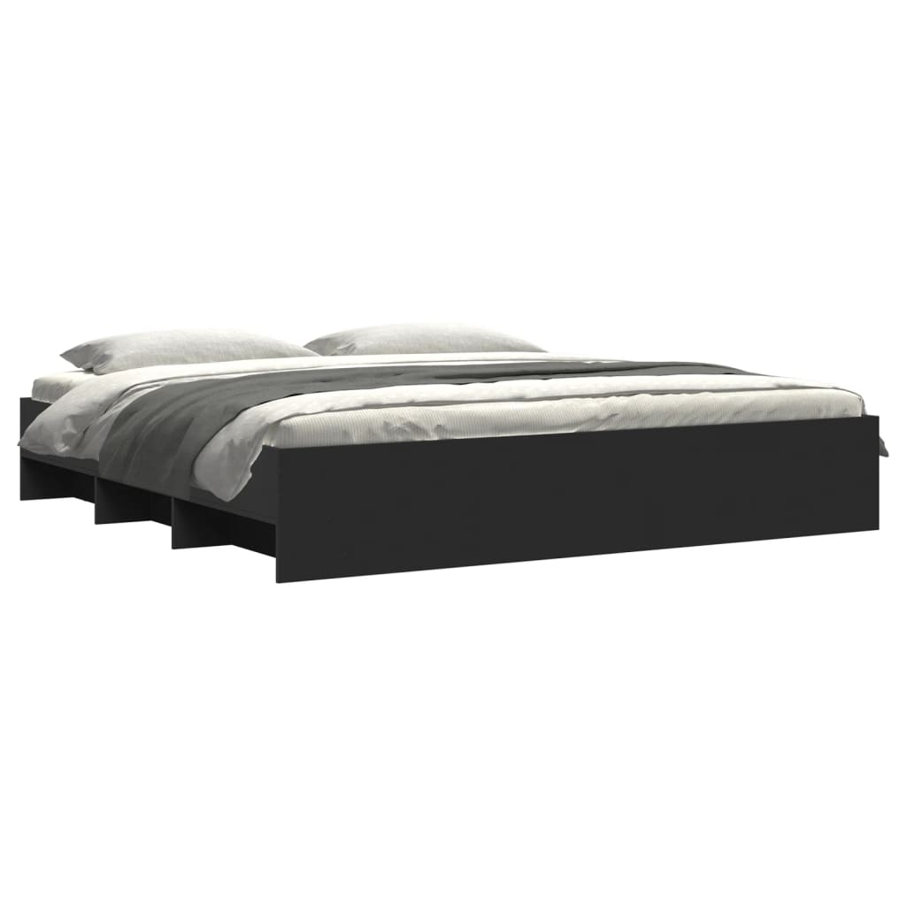 Cadre de lit sans matelas noir 200x200 cm bois d'ingénierie - XIOS