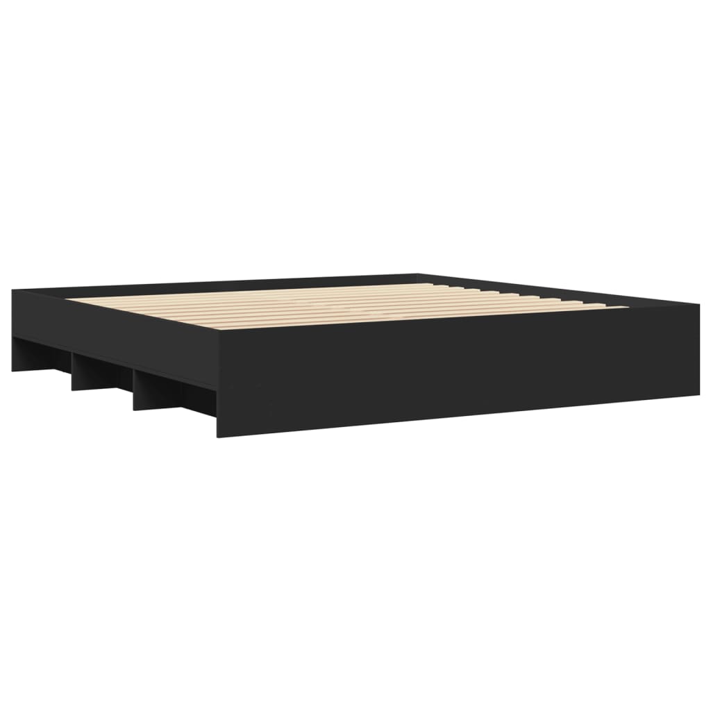 Cadre de lit sans matelas noir 200x200 cm bois d'ingénierie - XIOS