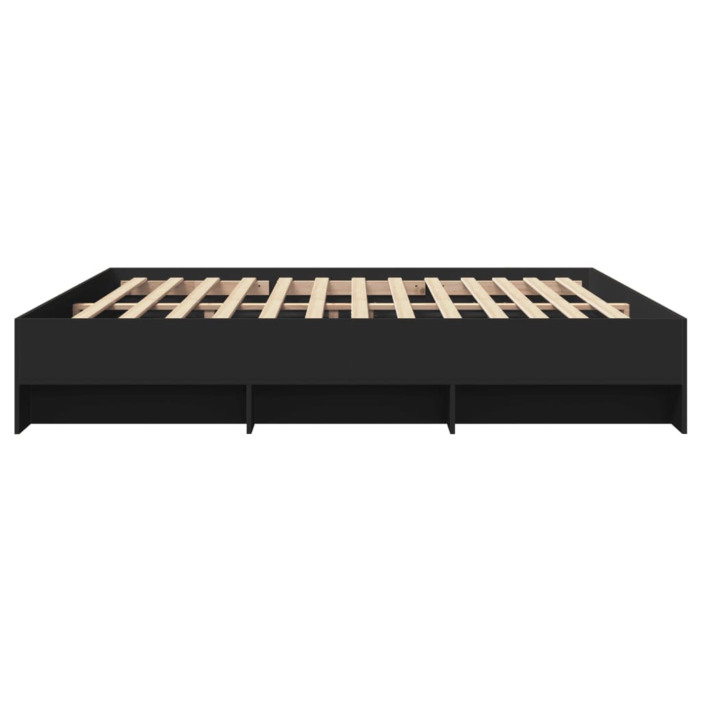 Cadre de lit sans matelas noir 200x200 cm bois d'ingénierie - XIOS