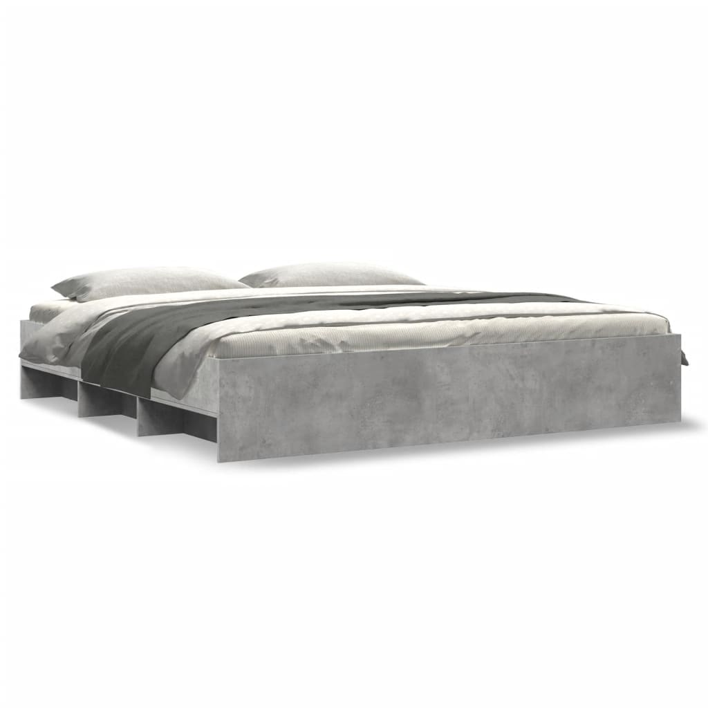 Cadre de lit sans matelas gris béton 200x200 cm bois ingénierie - XIOS