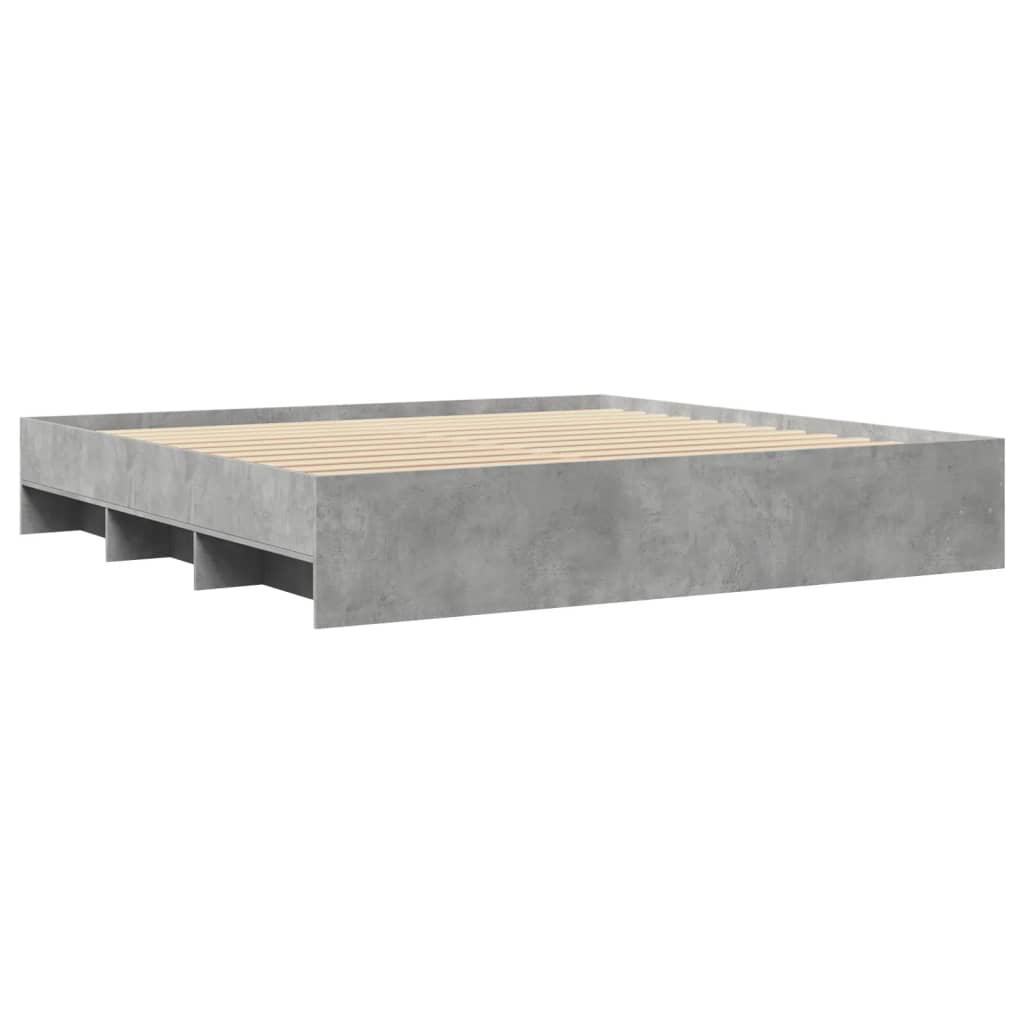 Cadre de lit sans matelas gris béton 200x200 cm bois ingénierie - XIOS