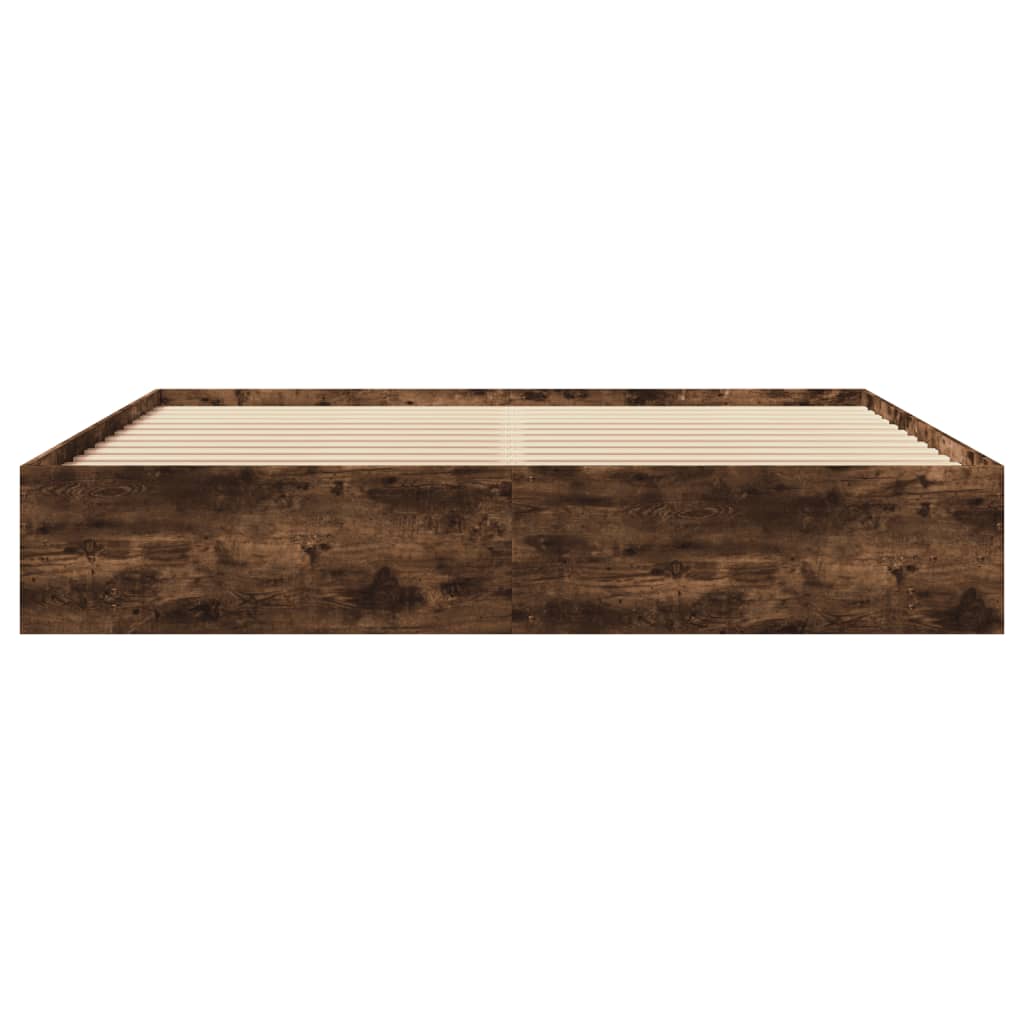 Cadre de lit sans matelas chêne fumé 200x200 cm bois ingénierie - XIOS
