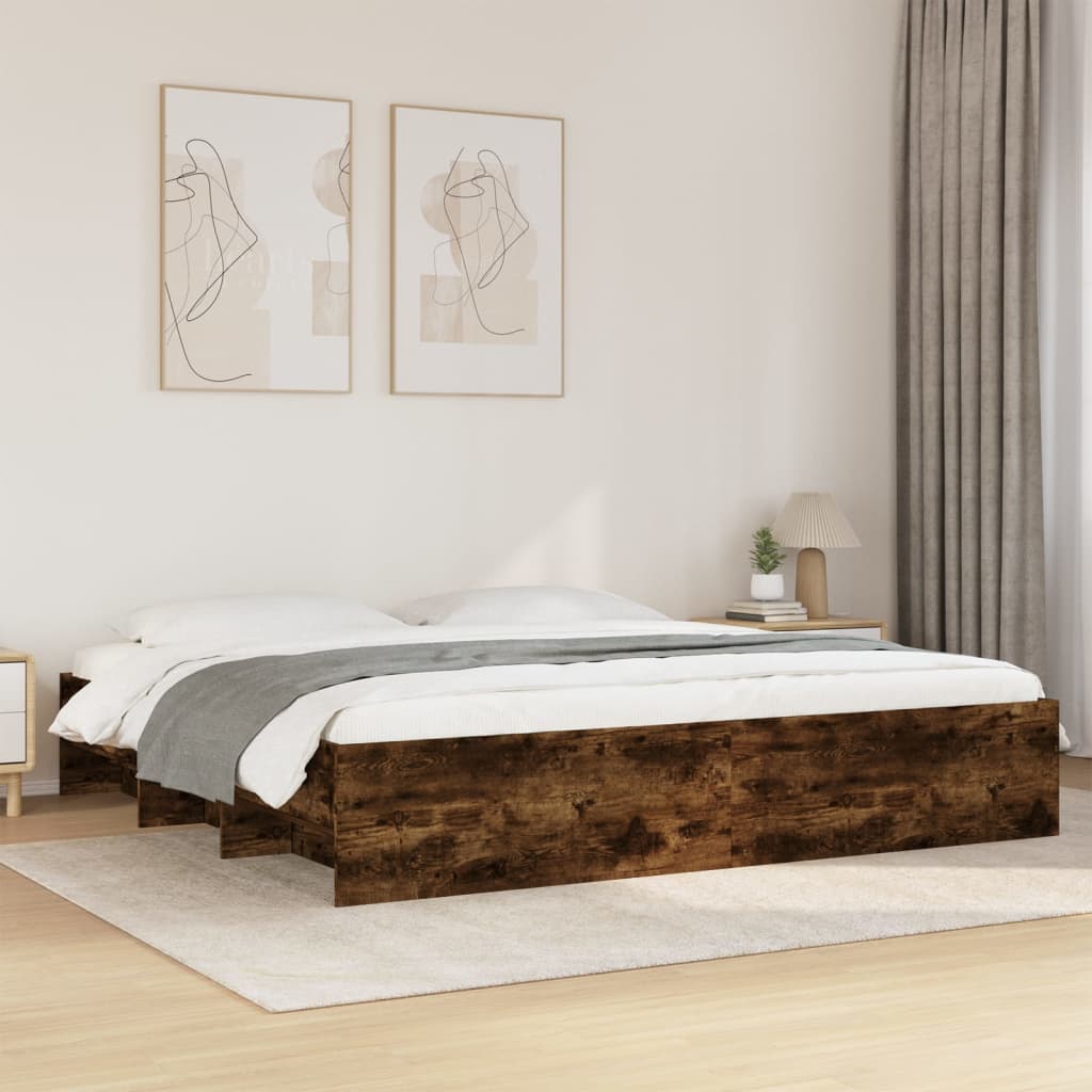 Cadre de lit sans matelas chêne fumé 200x200 cm bois ingénierie - XIOS
