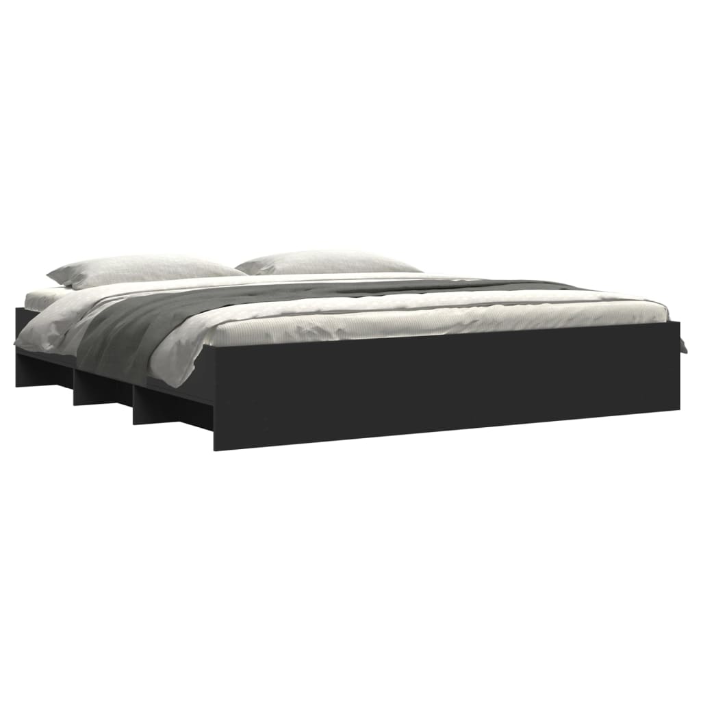 Cadre de lit sans matelas noir 180x200 cm bois d'ingénierie - XIOS