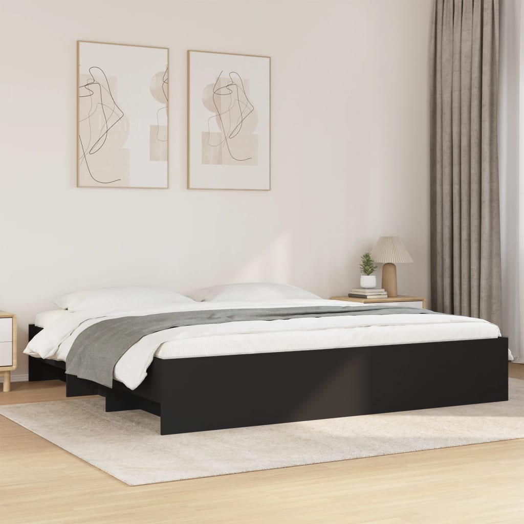 Cadre de lit sans matelas noir 180x200 cm bois d'ingénierie - XIOS