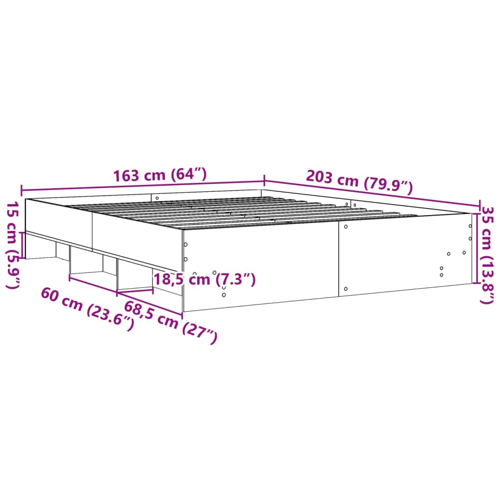 Cadre de lit sans matelas chêne sonoma 160x200 cm - XIOS
