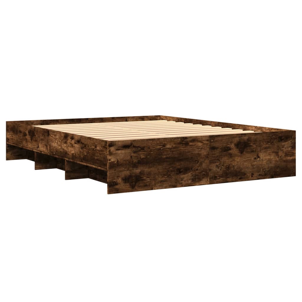 Cadre de lit sans matelas chêne fumé 160x200 cm bois ingénierie - XIOS