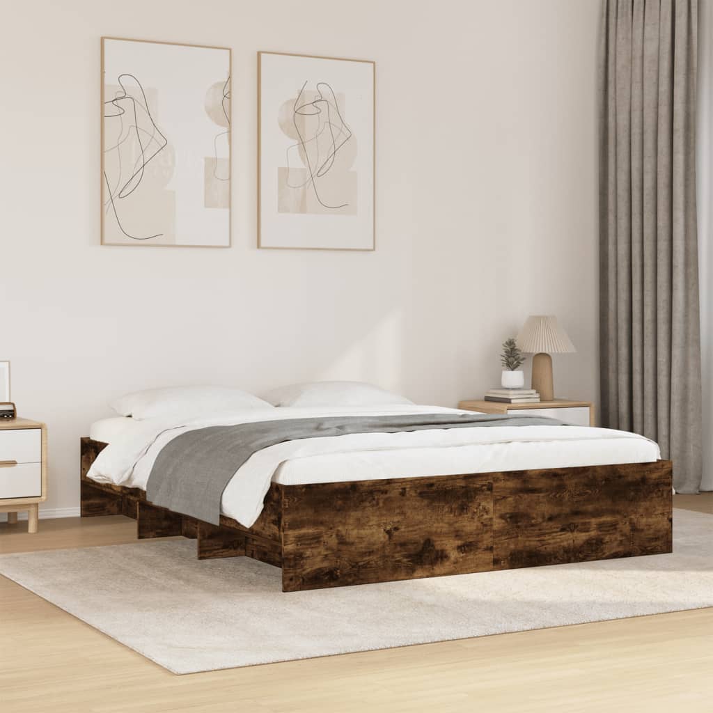 Cadre de lit sans matelas chêne fumé 160x200 cm bois ingénierie - XIOS