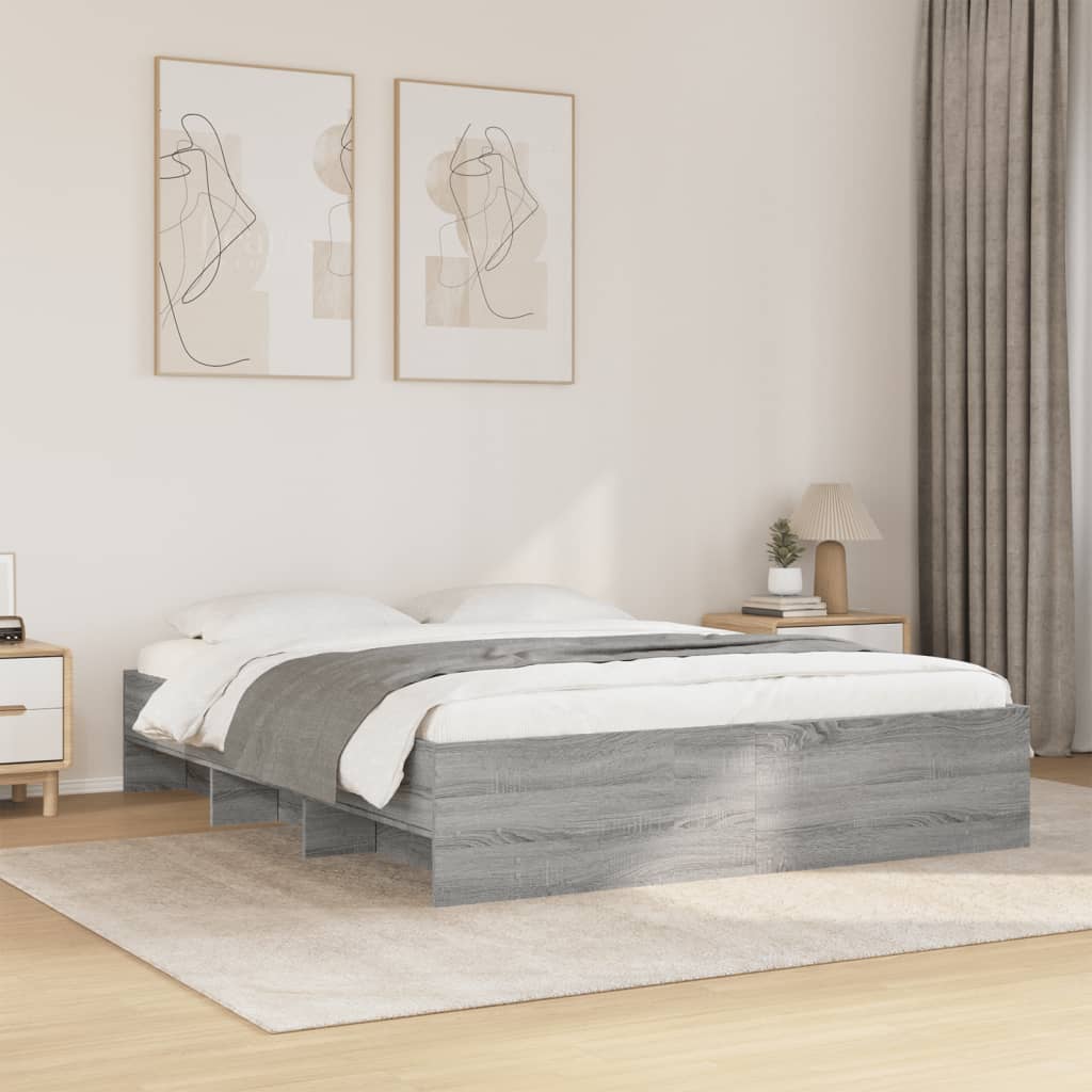 Cadre de lit sans matelas sonoma gris 160x200cm bois ingénierie - XIOS