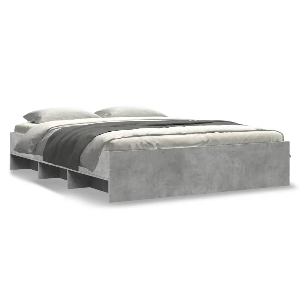 Cadre de lit sans matelas gris béton 150x200 cm bois ingénierie - XIOS