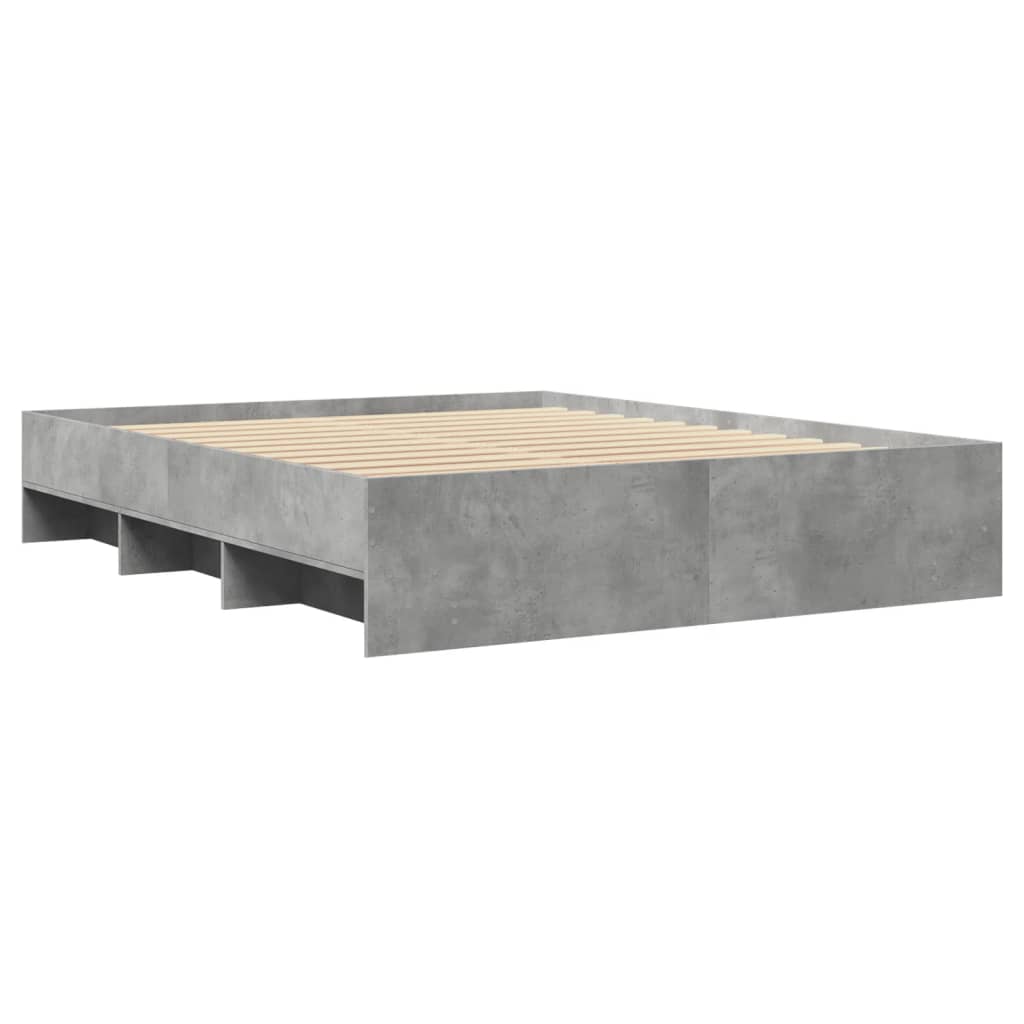 Cadre de lit sans matelas gris béton 150x200 cm bois ingénierie - XIOS