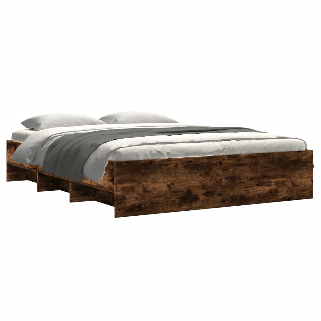 Cadre de lit sans matelas chêne fumé 150x200 cm bois ingénierie - XIOS