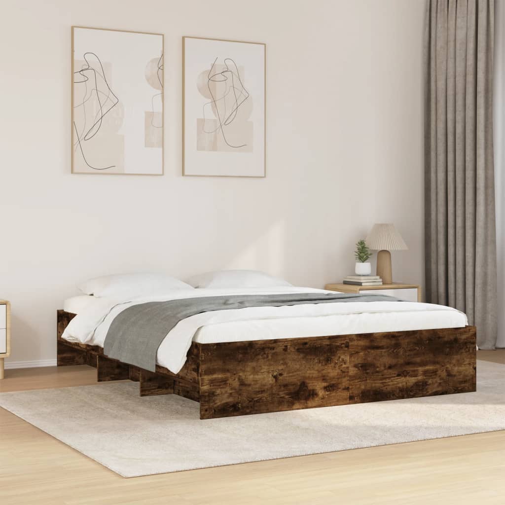 Cadre de lit sans matelas chêne fumé 150x200 cm bois ingénierie - XIOS