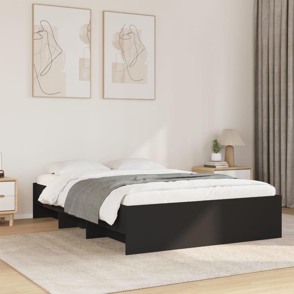 Cadre de lit sans matelas noir 140x200 cm bois d'ingénierie - XIOS