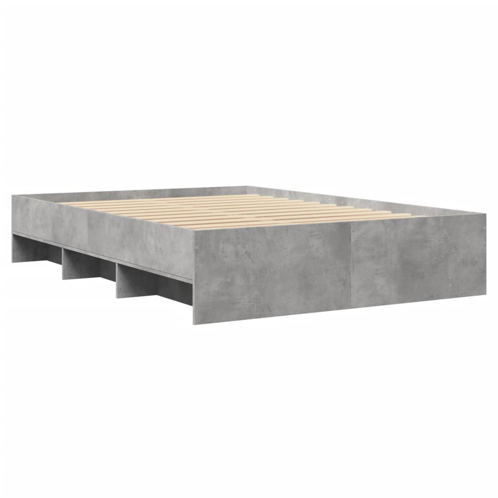 Cadre de lit sans matelas gris béton 140x200 cm bois ingénierie - XIOS