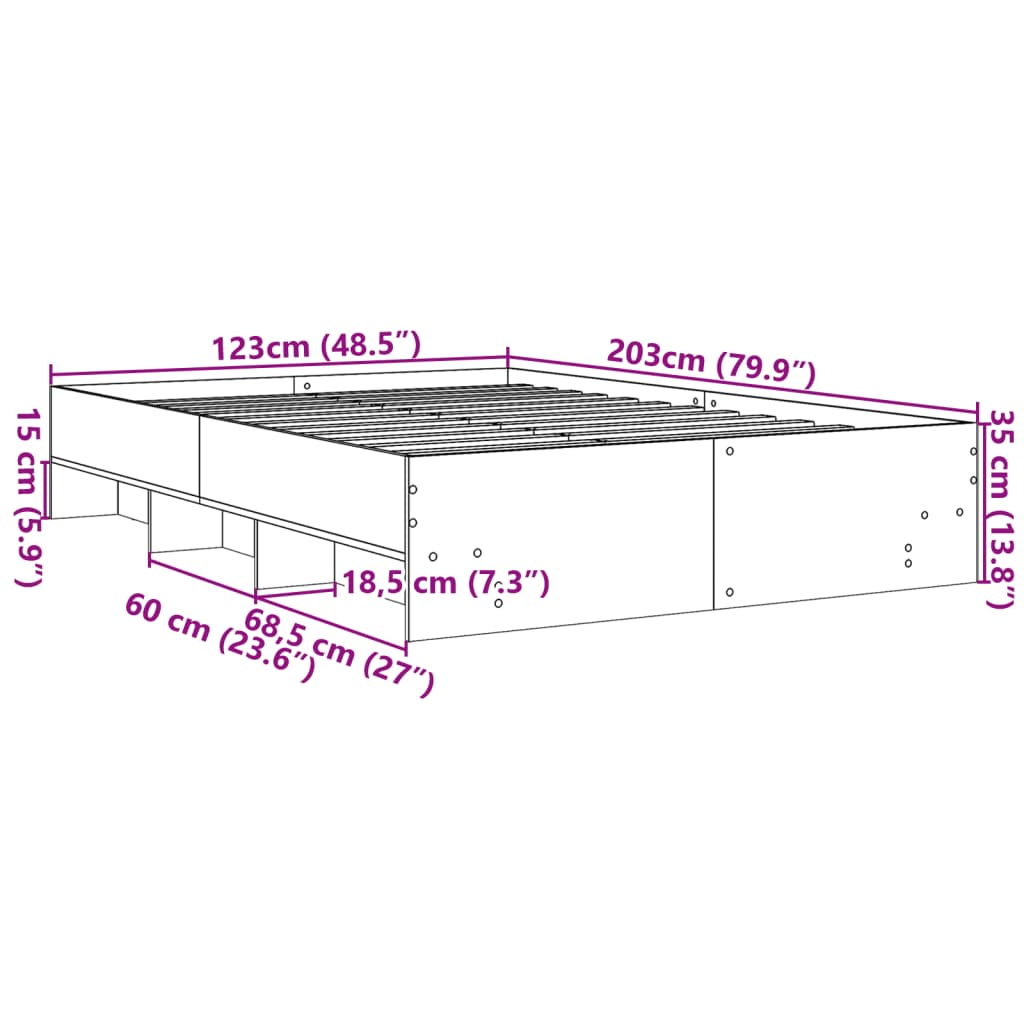 Cadre de lit sans matelas blanc 120x200 cm bois ingénierie - XIOS