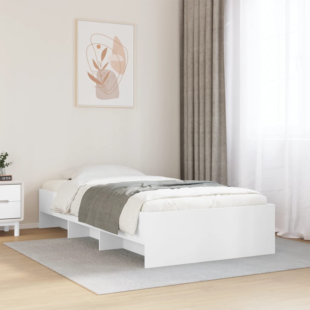 Cadre de lit sans matelas blanc 100x200 cm bois d'ingénierie - XIOS