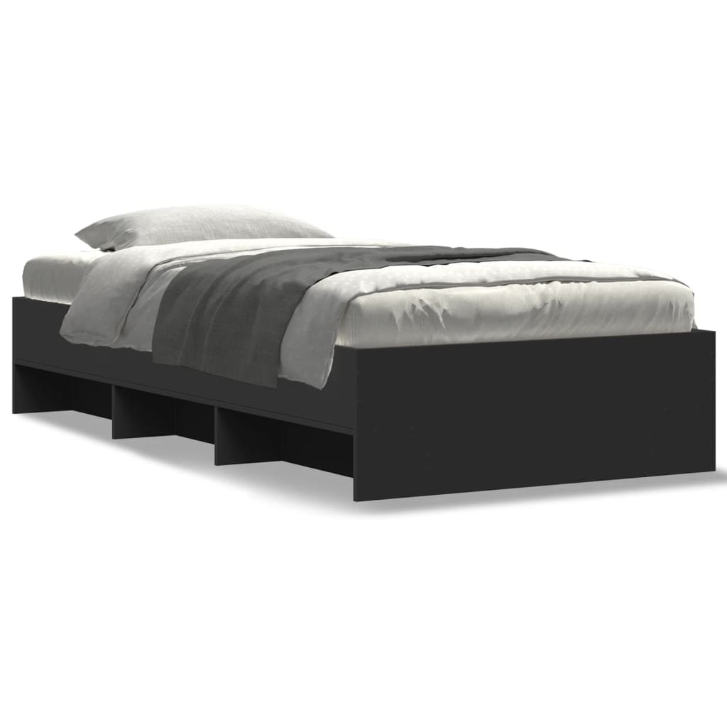 Cadre de lit sans matelas noir 100x200 cm bois d'ingénierie - XIOS