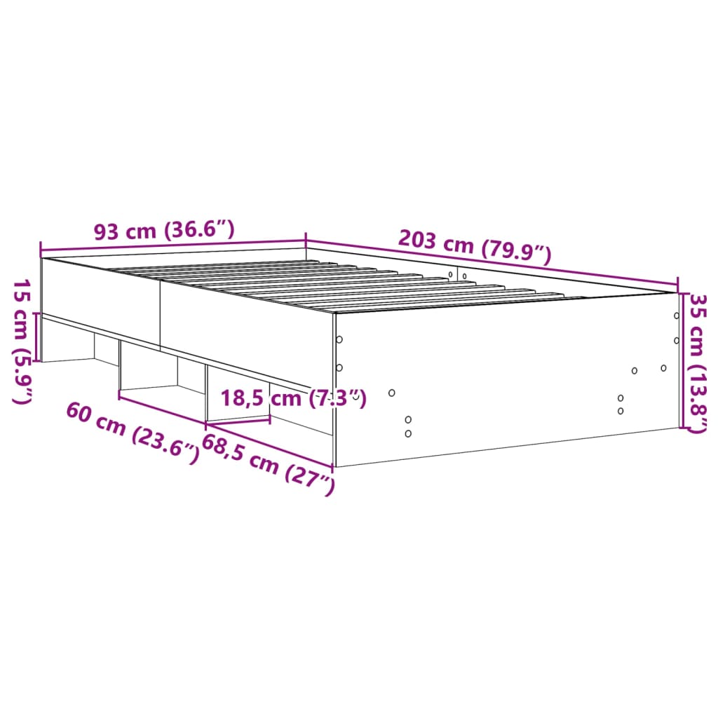 Cadre de lit sans matelas blanc 90x200 cm bois d'ingénierie - XIOS