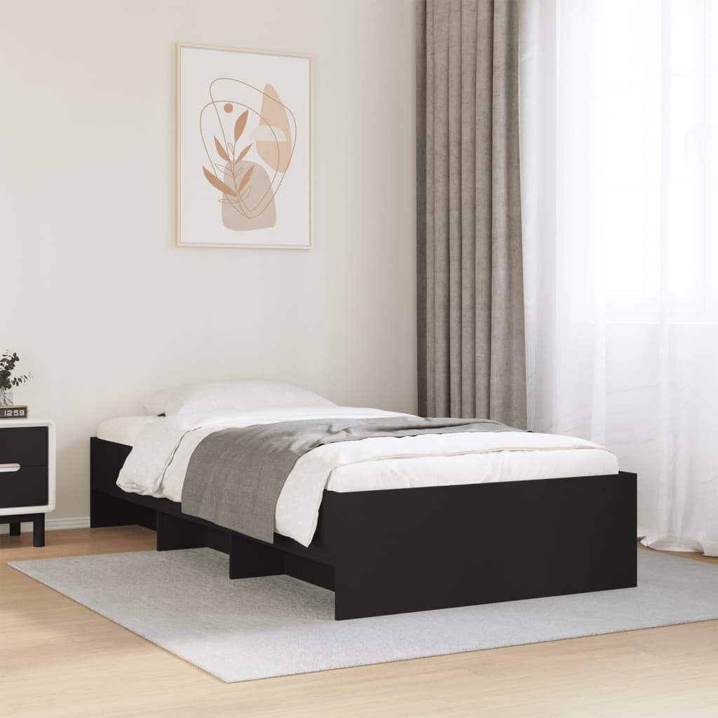 Cadre de lit sans matelas noir 90x200 cm bois d'ingénierie - XIOS
