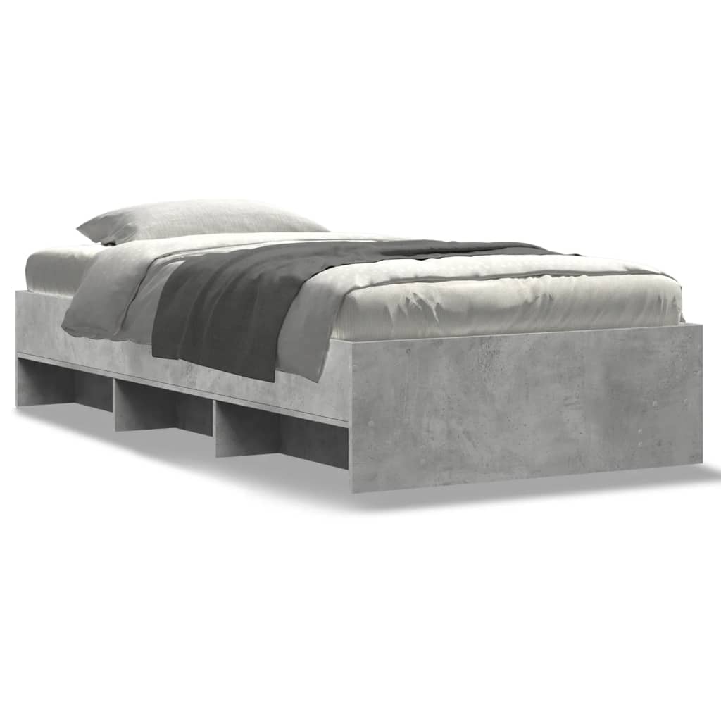 Cadre de lit sans matelas gris béton 90x200cm bois d'ingénierie - XIOS