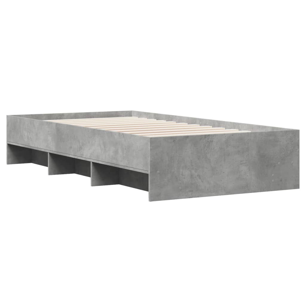 Cadre de lit sans matelas gris béton 90x200cm bois d'ingénierie - XIOS