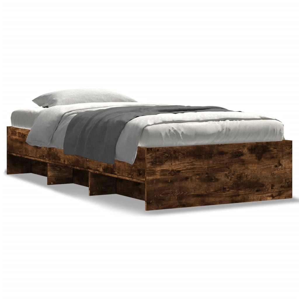 Cadre de lit sans matelas chêne fumé 90x200cm bois d'ingénierie - XIOS