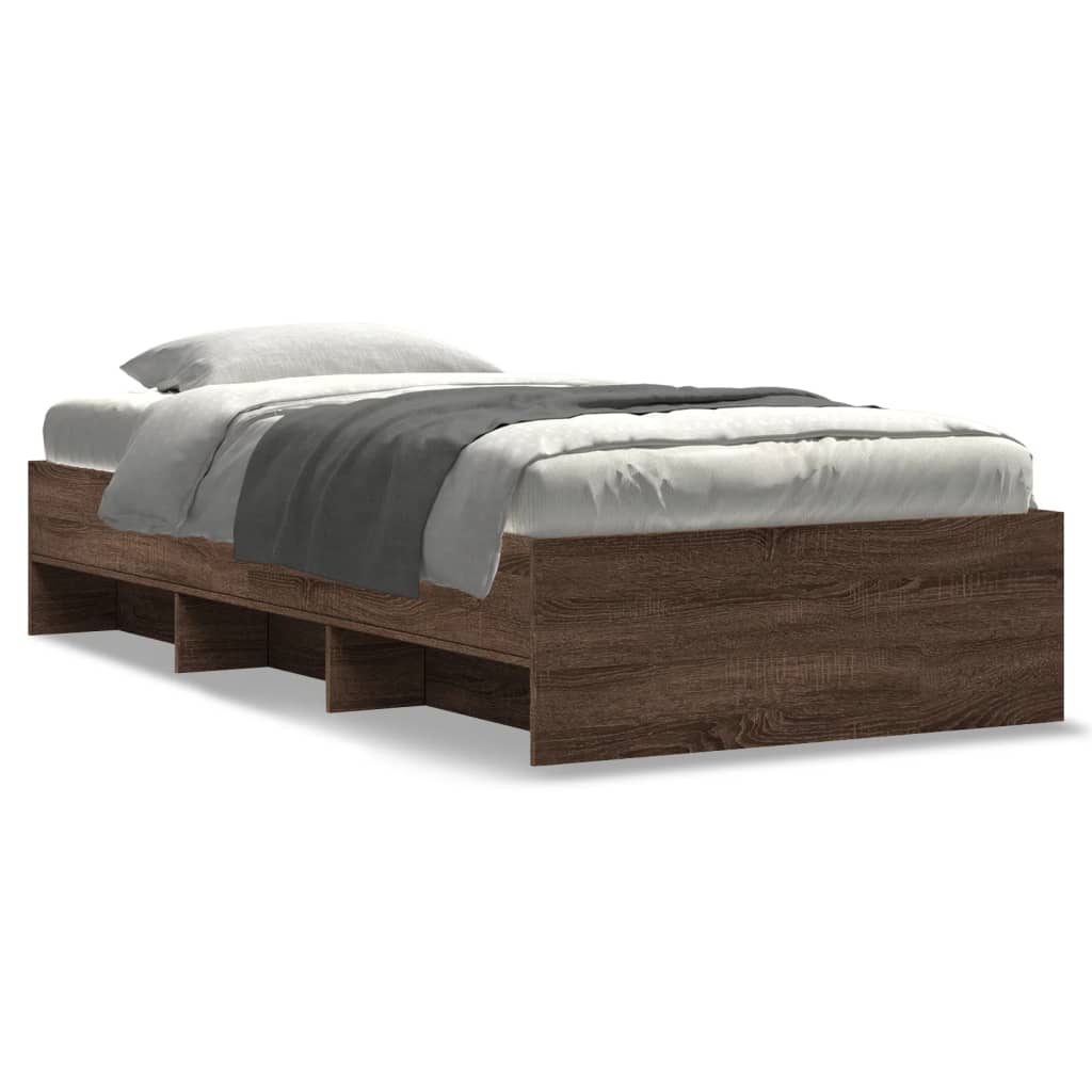 Cadre de lit sans matelas chêne marron 90x200cm bois ingénierie - XIOS