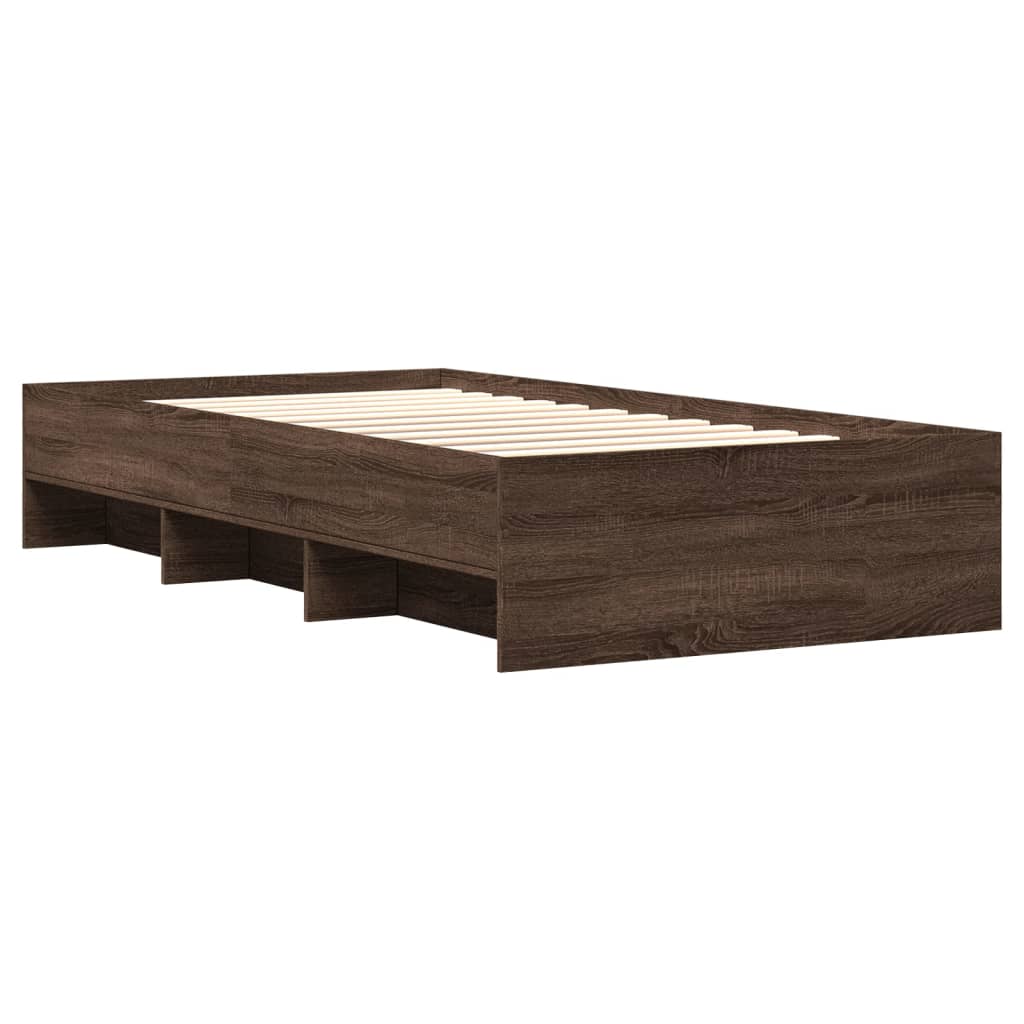 Cadre de lit sans matelas chêne marron 90x200cm bois ingénierie - XIOS